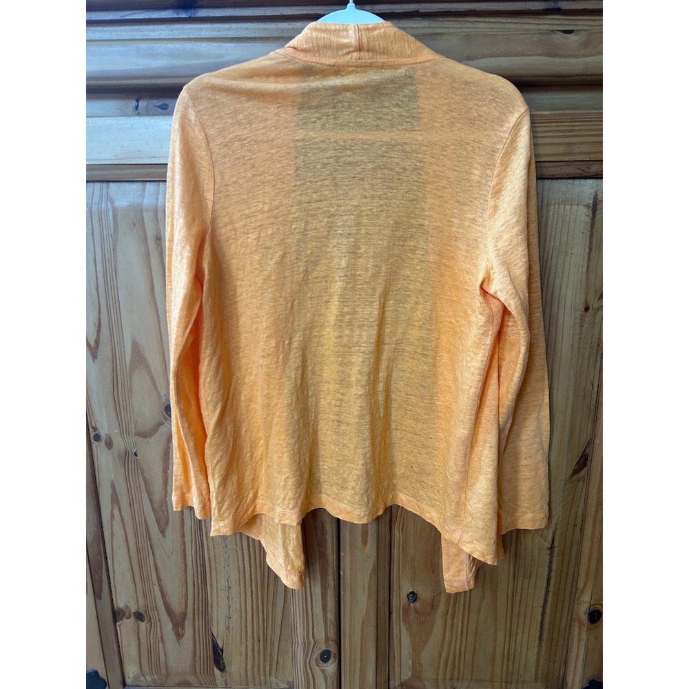 Chicos Orange 100% Linen Open Front Cardigan Sweater Womens Size 1 Medium M - Picture 3 of 5